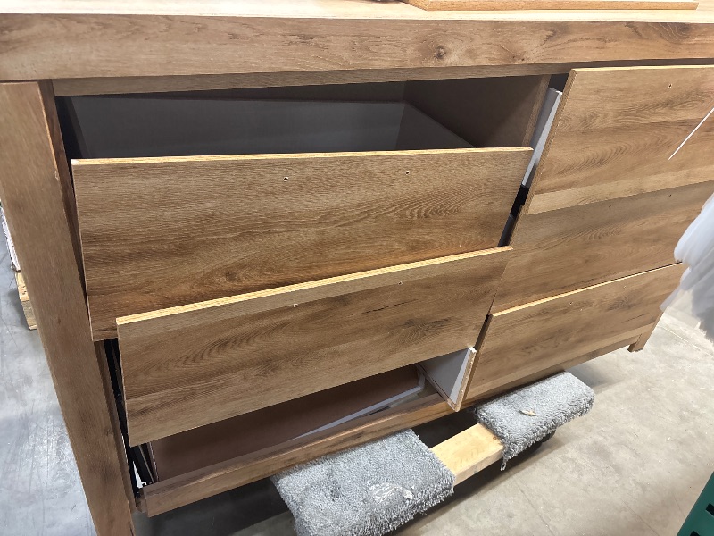Photo 1 of **major damage on the side panels***Signature Design by Ashley Hyanna Mid-Century Modern 6 Drawer Dresser, Light Brown & Beige