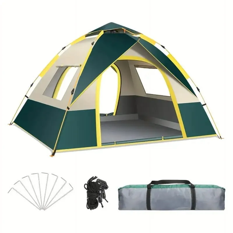 Photo 1 of *Cuts in carrying bag* Zipper issue* Kaqinu 4-Person Camping Tent, Auto Setup Pop Up Tent, Waterproof, Huge Door & Windows for Camping, Hiking, Travel
