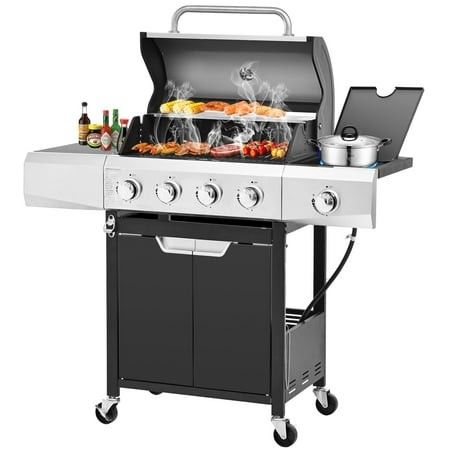 Photo 1 of *Scratched* Segmart 4 Burner BBQ Propane Gas Grill with Side Burner Stainless Steel 51 000 BTU Patio Garden Barbecue Grill with Tool Holder Wheels and Bottle Holder