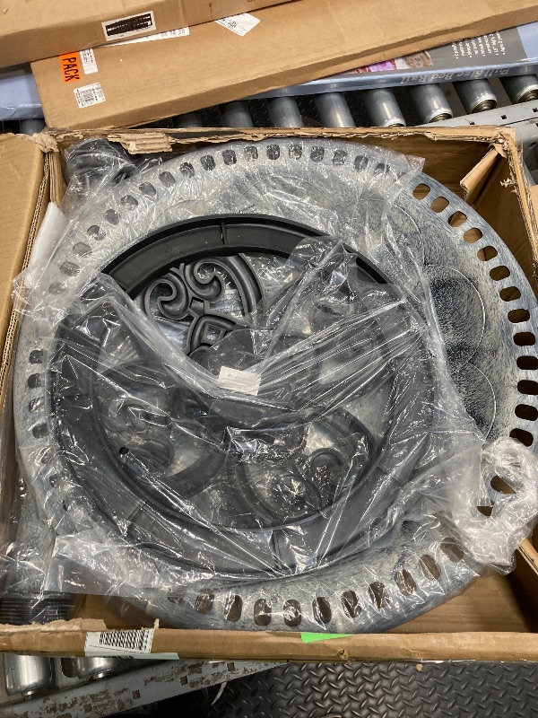 Photo 1 of *Crack in the bird bath* SPECSTAR Bird Bath Polyresin Antique Outdoor Gray Garden Birdbath and Solar Powered Round Pond Fountain Combo Set
