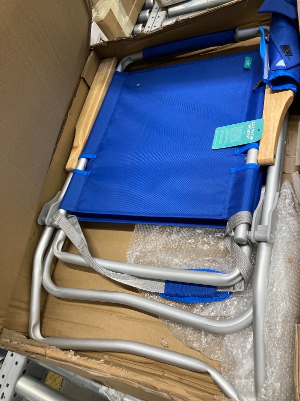 Photo 1 of *Leg base is very bent* #WEJOY High Backpack Beach Chair Foldable 4-Position Reclining Lawn Chairs with Wooden Arms & Bottle Opener Max Load 265 Lbs Reclining Tall Back 
