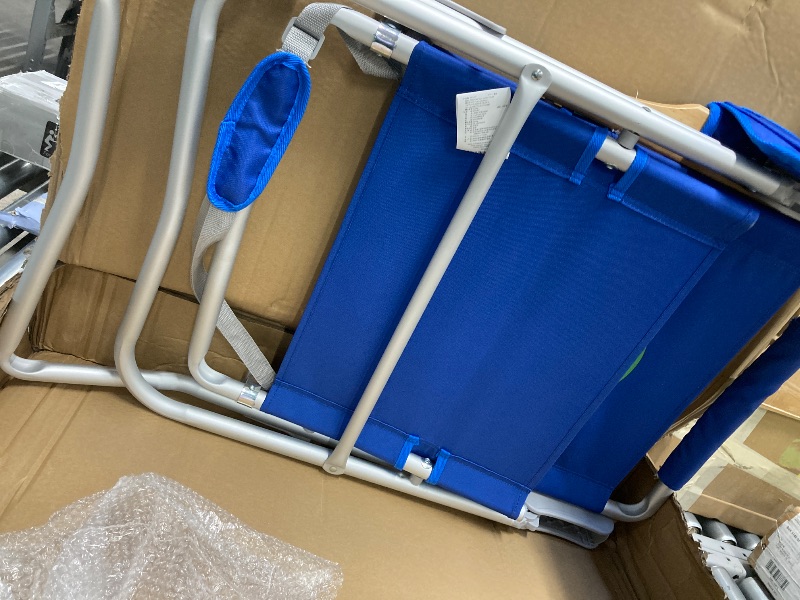 Photo 1 of *Leg base is very bent* #WEJOY High Backpack Beach Chair Foldable 4-Position Reclining Lawn Chairs with Wooden Arms & Bottle Opener Max Load 265 Lbs Reclining Tall Back 
