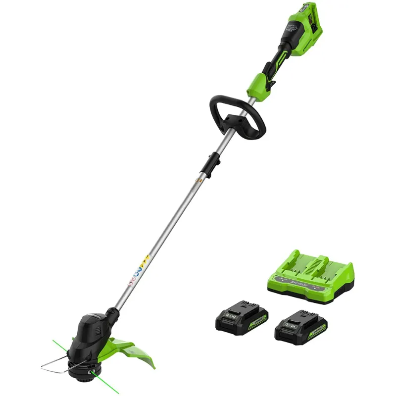 Photo 1 of *Battery Won't Charge?* Greenworks 48V (2x24V) 15" Cordless String Trimmer + (2) 2Ah USB Batteries & Dual Port Rapid Charger

