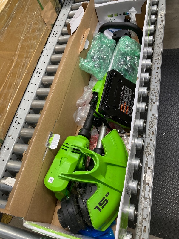 Photo 1 of *Battery Won't Charge?* Greenworks 48V (2x24V) 15" Cordless String Trimmer + (2) 2Ah USB Batteries & Dual Port Rapid Charger
