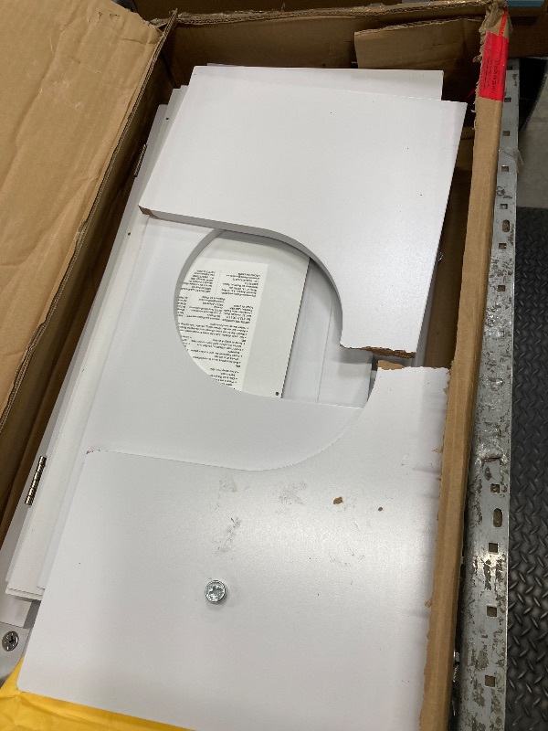 Photo 1 of *Top piece Broke* Selling as is* kleankin Pedestal Sink Storage Cabinet, Vanity Base Cabinet, Under Sink Bathroom Cabinet with U-Shape Cut-Out and Adjustable Internal Shelf, White

