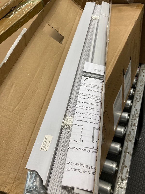 Photo 1 of *Piece Broken* Achim GII Morningstar Indoor Cordless Vinyl Light Filtering Window Mini Blind, Pearl White, 64" L x 29" W
