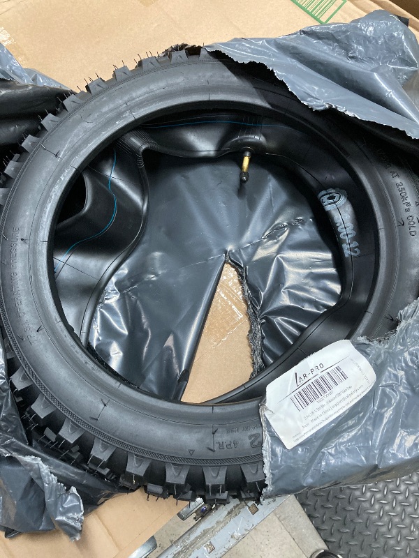 Photo 1 of (1 Set) 3.00-12 Dirt Bike Tire and Inner Tube Set - Universal Replacement 80/200-12 Knobby Motocross Bike Tire and Tube for Honda CRF70F/XR70, Yamaha TTR 90, and More - With Vulcanized TR87 Valve Stem