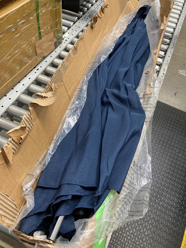Photo 1 of *Missing Top to Umbrella?* Autlaycil 10 ft Solar Patio Umbrellas with 8 Strip Lights for Market Outdoor Pool, Steel Tilt Crank-Navy Blue
