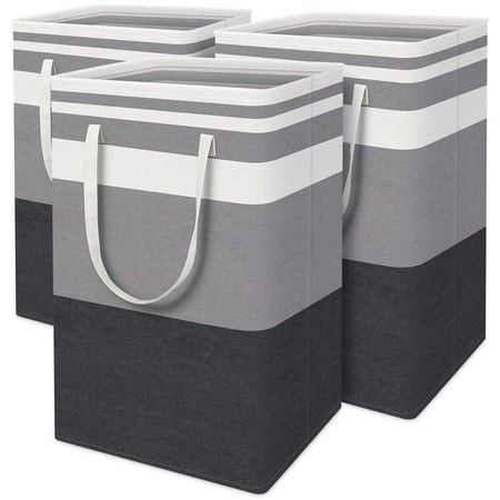 Photo 1 of *Written On* 3-Pack Laundry Basket Set Freestanding?Waterproof Laundry Basket Set 75L Collapsible Tall Clothes Hamper with Easy Carry Handles
