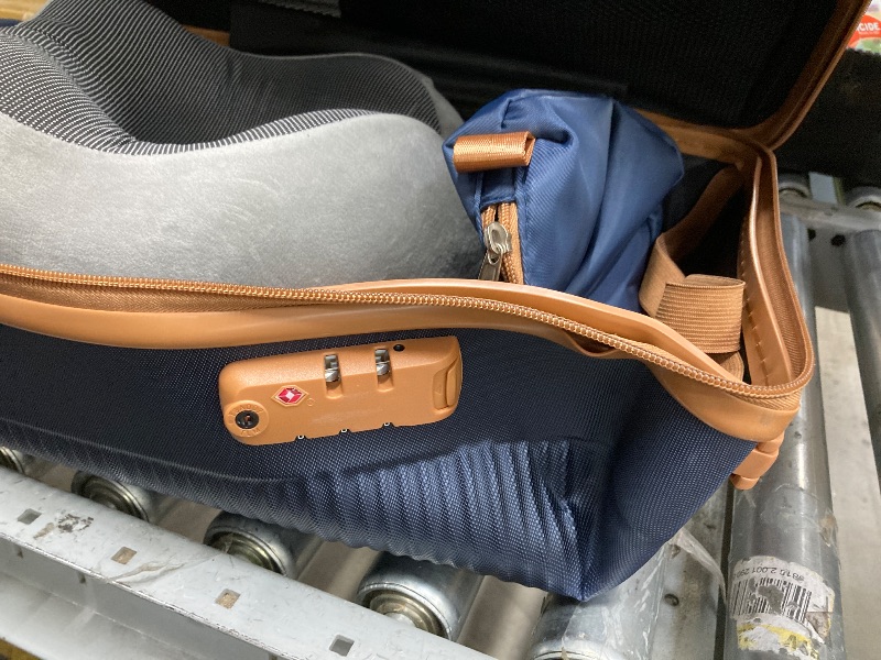 Photo 1 of *Dented* Travelhouse Carry on Luggage Set 3 Piece hardshell TSA Lock Spinner Wheels Suitcase with Travel Bag and Neck Pillow.(Blue)
