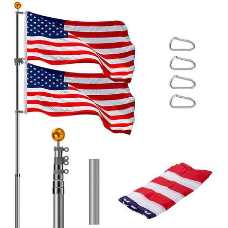 Photo 1 of *FACTORY SEALED* VIVOHOME 25FT Telescoping Flag Pole with 3x5 Polyester American Flag and Golden Ball

