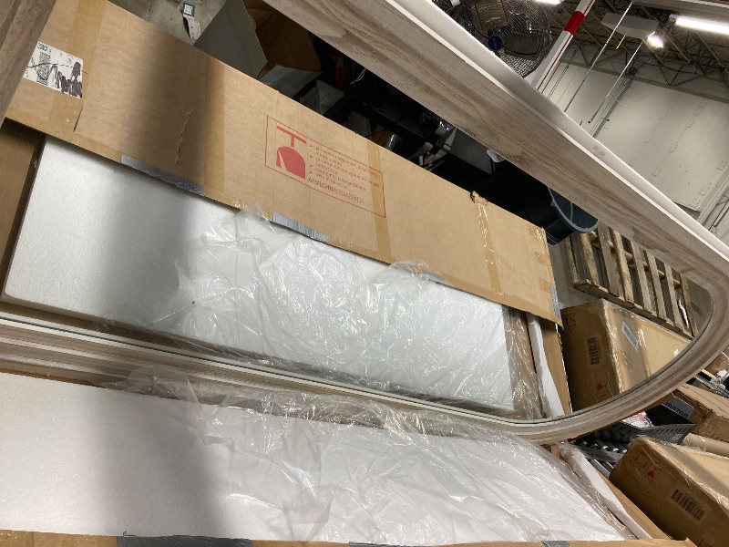 Photo 1 of *Crack in frame* BEAUTYPEAK 71"x30" Arched Full Length Mirror with Stand Solid Wooden Framed Floor Mirror Full Body Mirror,Retro White
