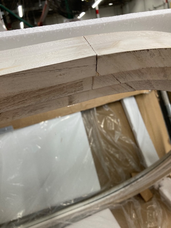 Photo 1 of *Crack in frame* BEAUTYPEAK 71"x30" Arched Full Length Mirror with Stand Solid Wooden Framed Floor Mirror Full Body Mirror,Retro White

