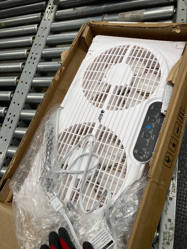 Photo 1 of *One Fan Doesn't spin* BEYOND BREEZE Twin Window Fan with Reversible Airflow and Intruder Alarm, 9-Inch Window Fan with Remote Control and 3 Speeds, Expandable Window Exchaust Fans for Home Bedroom