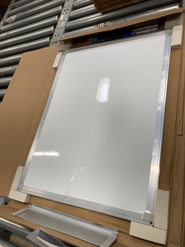 Photo 1 of *Dent in the board* Maxtek Large Magnetic Whiteboard, 60" x 40" Magnetic Dry Erase Board Foldable with Pen Tray 1 Eraser and 6 Magnets | Wall-Mounted Aluminum Memo White Board for Office Home and School
