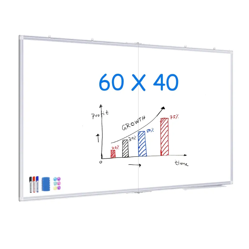 Photo 1 of *Dent in the board* Maxtek Large Magnetic Whiteboard, 60" x 40" Magnetic Dry Erase Board Foldable with Pen Tray 1 Eraser and 6 Magnets | Wall-Mounted Aluminum Memo White Board for Office Home and School
