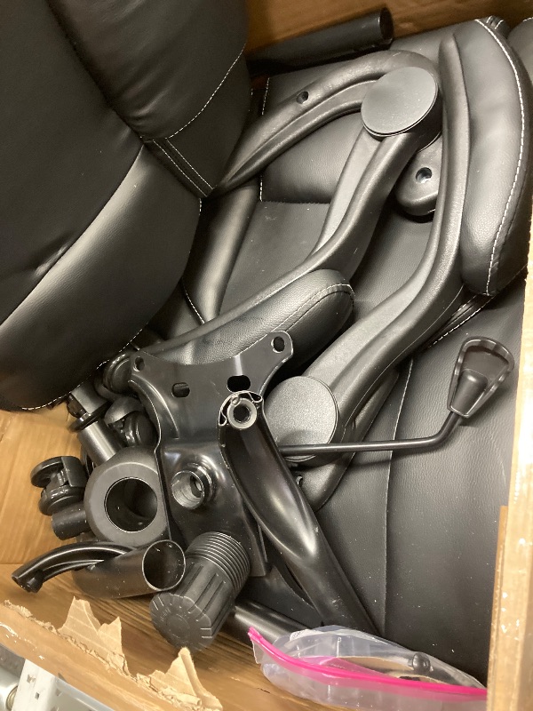 Photo 1 of *Dents in fabric* JONPONY Big and Tall Office Chair 400LBS Wide Seat Ergonomic Computer Desk Chair High Back Executive Leather Chair Adjustable Task Chair Lumbar Back Support 8 Hours Heavy Duty Design,Black