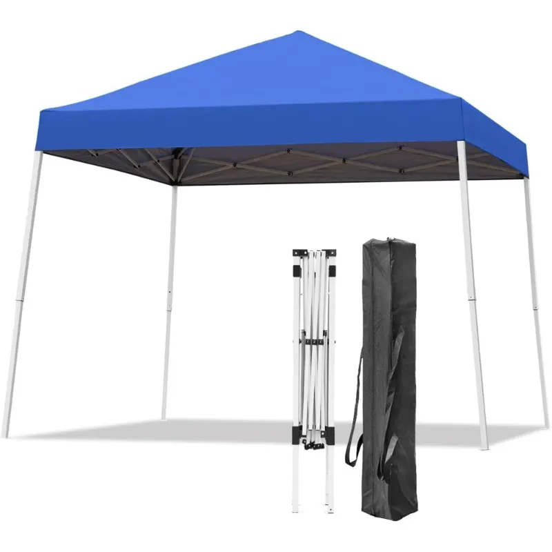 Photo 1 of *Dirty* Canopy Tent, 10X10 FT Pop Up Canopy Outdoor Instant Tent Slant Legs with Carrying Bag, Portable Gazebo Shelter for Patio Deck Garden and Beach - 8X8 FT Canopy Cover (Blue)