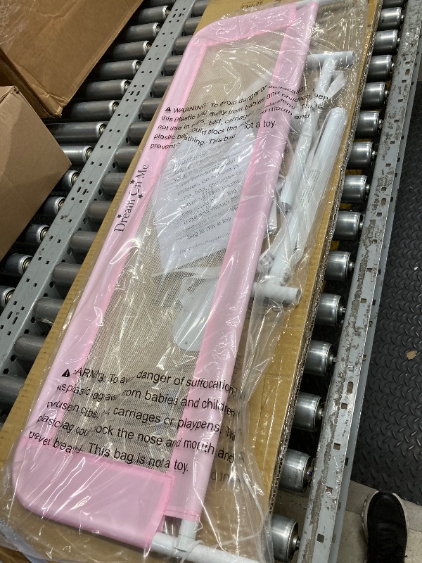 Photo 1 of *Piece Broken?* Dream On Me Adjustable Mesh Bed Rail, Two Height Levels, Ready To Use, Compatible with Twin Size Beds, All Steel construction, Equipped with Guard Gap, Durable Nylon Fabric Mesh, Pink