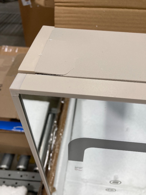 Photo 1 of *Corner cracking* Uoisaiko LED Medicine Cabinet Wall Mounted with Mirror, 3-Color Adjustable - Pre-Assembled Anti-Fog 24"x26", Light Gray