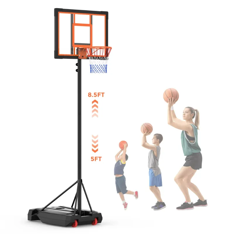 Photo 1 of *Scratched Up Base* Skyhot Adjustable 4.92-8.53ft Portable Basketball Hoop and Goal for Kids, Teenagers, Youth, and Adults - Backyard, Driveway, Indoor, Outdoor