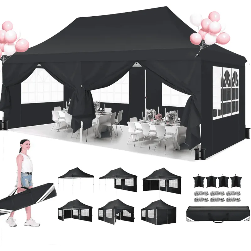Photo 1 of ***BOX 2 OF 2/INCOMPLETE SET**COBIZI 10x20 Pop up Canopy with 6 Removable Sidewalls,Outdoor Waterproof Canopy Tents for Partie Wedding,Instant Sun Protection Shelter with Upgrade Raised Roof and Carry Bag,Black
