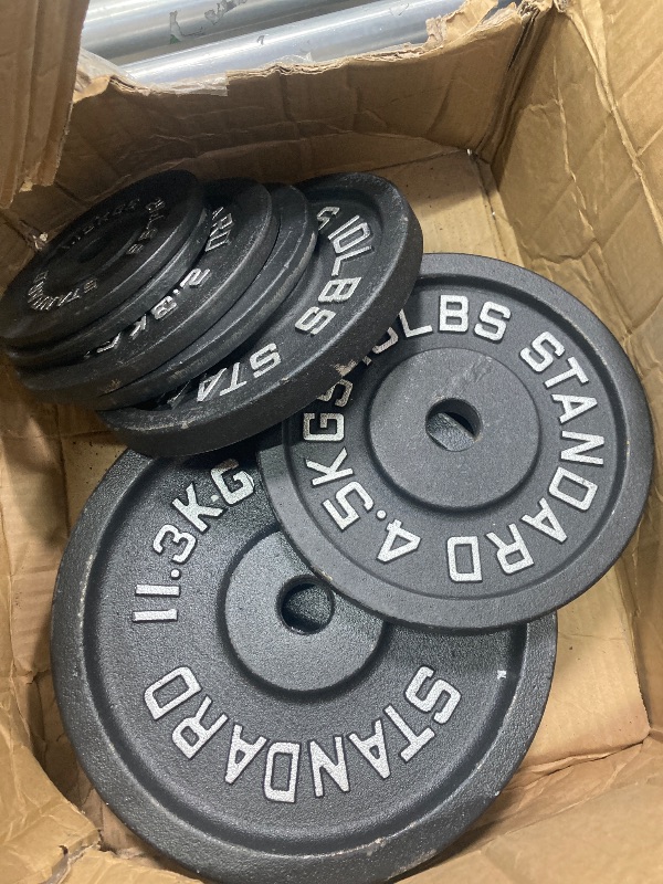 Photo 1 of ***THESE ARE ONLY THE WEIGHTS****Fitvids Cast Iron 1" Standard Weight Plates Including 5FT Standard Barbell Bar & Star Locks, 95 Pounds Set (85 Lbs Plates + 10 Lbs Barbell Bar), Multiple Packages