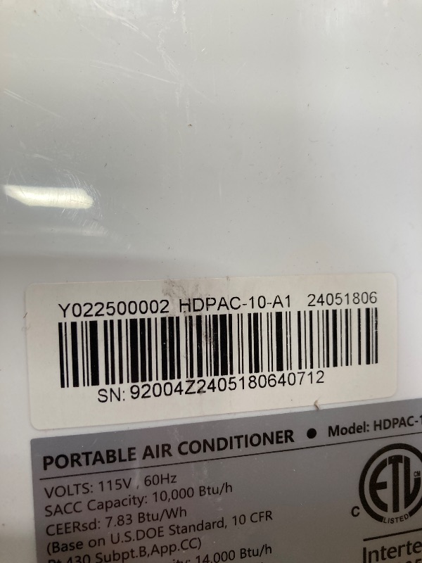 Photo 1 of ****PARTS ONLY***Humhold 14000 BTU Portable Air Conditioners with Remote Control, 3-in-1 Free Standing Cooling AC Unit with Fan & Dehumidifier, Cools Room up to 700 sq.ft, Smart/Sleep Mode,3 Speed,Auto Swing,24H Timer