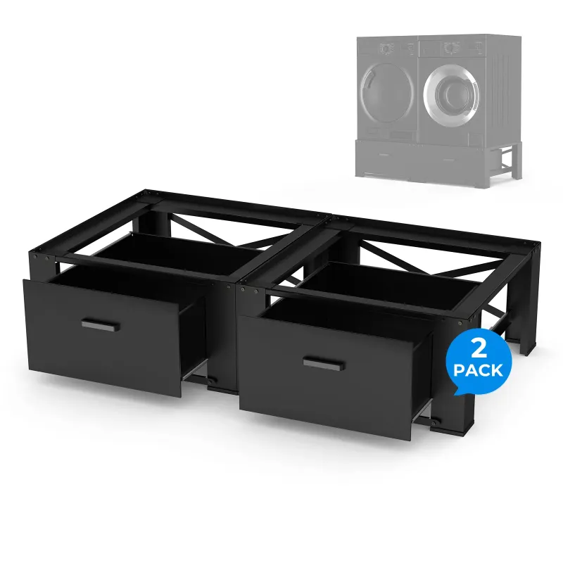 Photo 1 of 2 Pack Laundry Pedestals 28"× 29" Heavy Duty Inlife Dual Washing Machine Pedestals, Washer and Dryer Stands, Stainless Steel, Black
