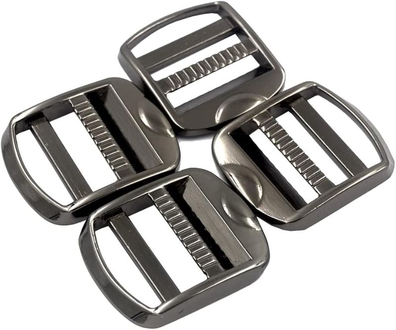 Photo 1 of 1 inch Strong Heavy Shinning Zinc Alloy Ladder Lock Slider Adjustable Webbing Strap Release Buckles (GUNMETAL)