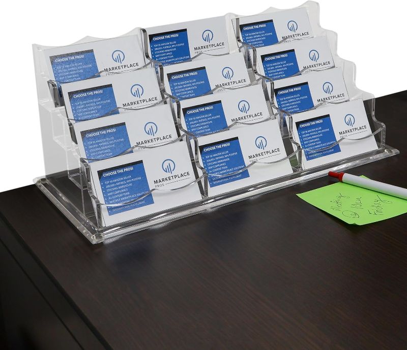 Photo 1 of  Acrylic Business Card Holder for Desk - 12 Slot Card Organizer