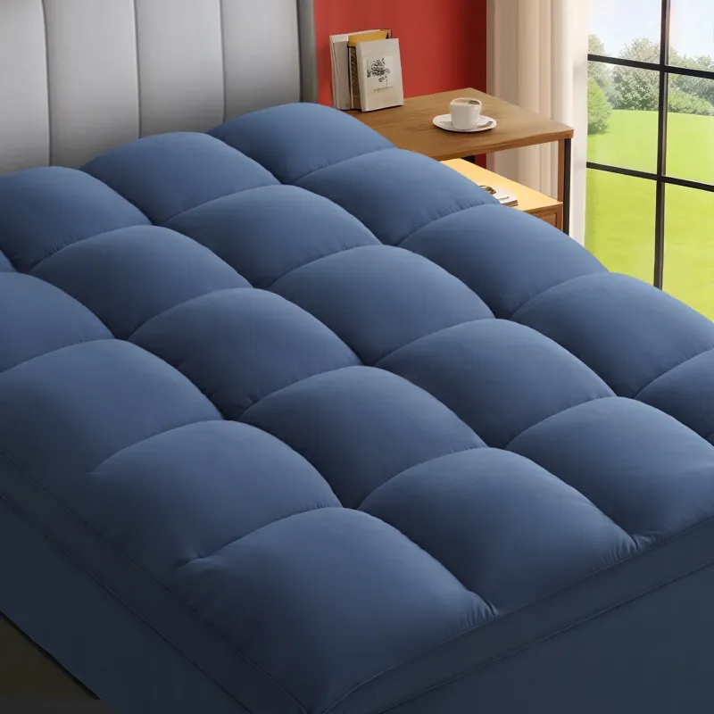 Photo 1 of  Mattress Topper TwinXL for Back Pain, Extra Thick Cooling Mattress Pad, Mattress Protector Pillow Top Mattress Cover with 8-21" Deep Elastic Pocket, Plush Soft Down(Dark Blue,TwinXL)