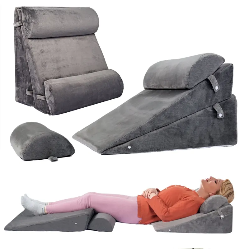 Photo 1 of  4PCS Adjustable Bed Wedge Pillow Sleeping Support Set 100% Memory Foam for Post Suregery Recovery, Back Neck Leg Pain Relief,Acid Reflux and GERD,Sitting Reading Dark Gray