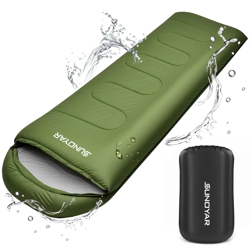 Photo 1 of  Sleeping Bag, Waterproof Portable Sleeping Bags for Adults with Compression Sack for All Season Camping, Hiking, Tent, Travel, Green