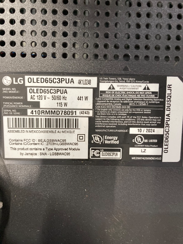 Photo 1 of ***PARTS ONLY***
LG OLED EVO 65"