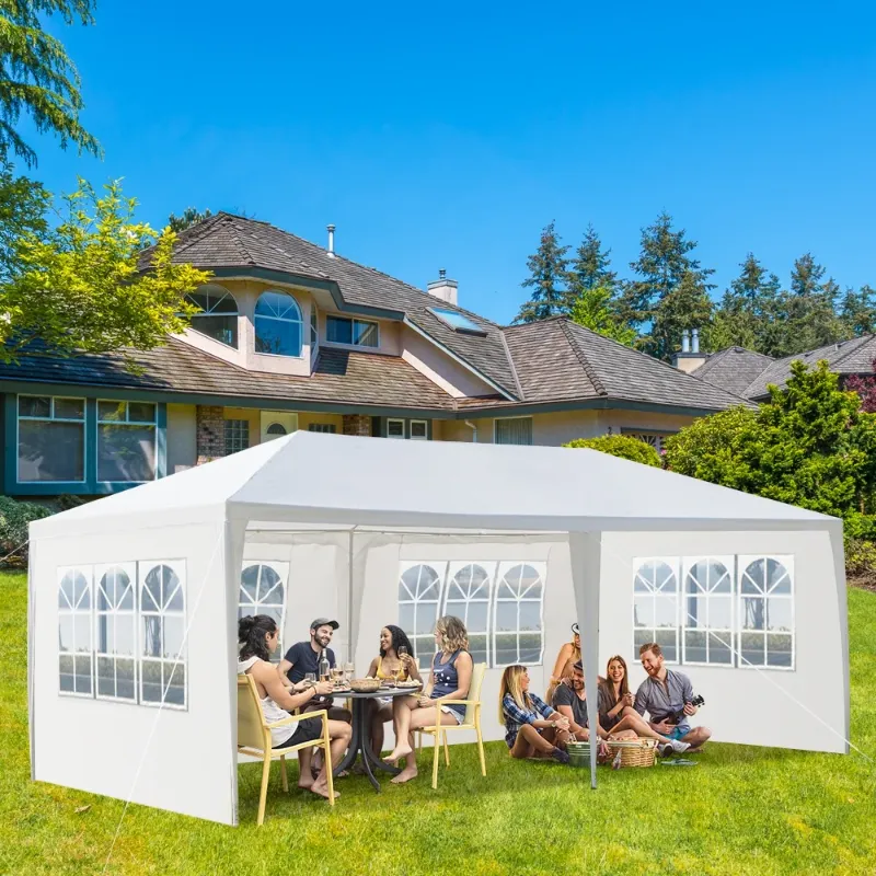 Photo 1 of 10'x20' Heavy Duty Party Tent PE Gazebo Wedding Canopy w/4 Sides Removable Wall