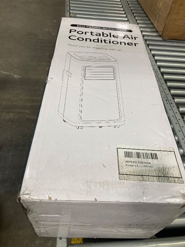Photo 1 of ****PARTS ONLY***
Simzlife Portable Air Conditioner 8000 BTU Ashrae , Dehumidifier, Fan,Cool, 3 in 1 AC with Remote Control