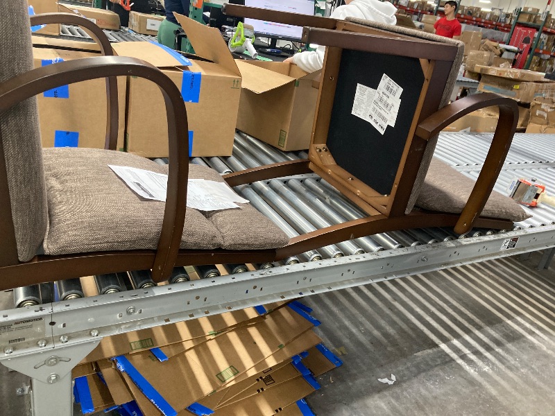 Photo 1 of ***CHIPS AND SPOTS ON WOOD**hair Dining Chair, Ergonomics Cloth Lounge Chair with Armrests Restaurant Chair One-Piece Solid Wood Legs Office Chair Maximum Carrying Capacity: 330lbs (Color : Brown)2pcs