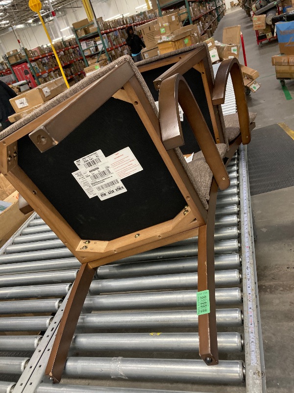 Photo 1 of ***CHIPS AND SPOTS ON WOOD**hair Dining Chair, Ergonomics Cloth Lounge Chair with Armrests Restaurant Chair One-Piece Solid Wood Legs Office Chair Maximum Carrying Capacity: 330lbs (Color : Brown)2pcs