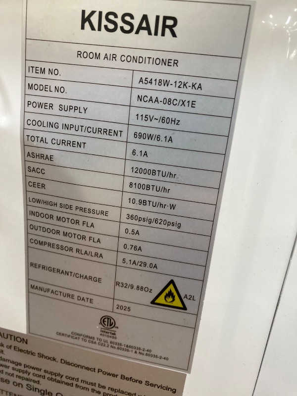 Photo 1 of ***PARTS ONLY***
KISSAIR Window Air Conditioner 