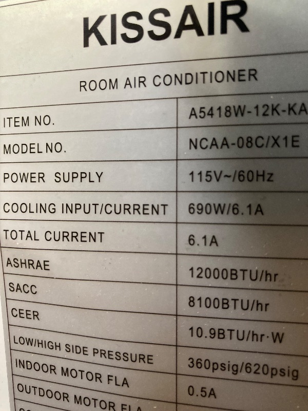 Photo 1 of ***PARTS ONLY***
KISSAIR Window Air Conditioner 