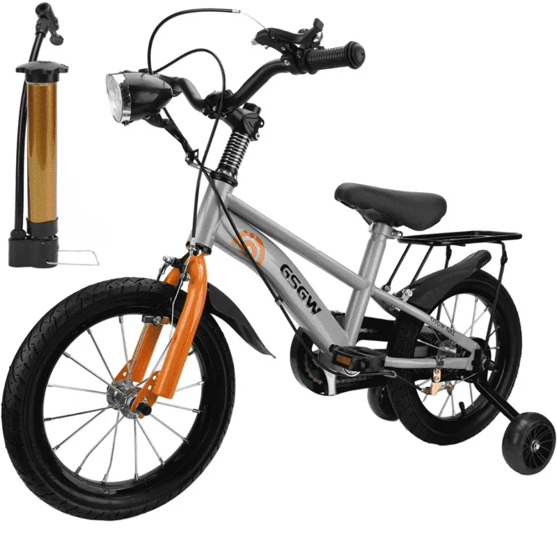 Photo 1 of 16" Kids Bike with Training Wheels, Height Adjustable Kids Bicycle with Headlight/Inflator//Protective Gears, Christmas Birthday New Year Xmas Gifts for Girls Boys Toddlers Kids 3 to 8 Years Old
