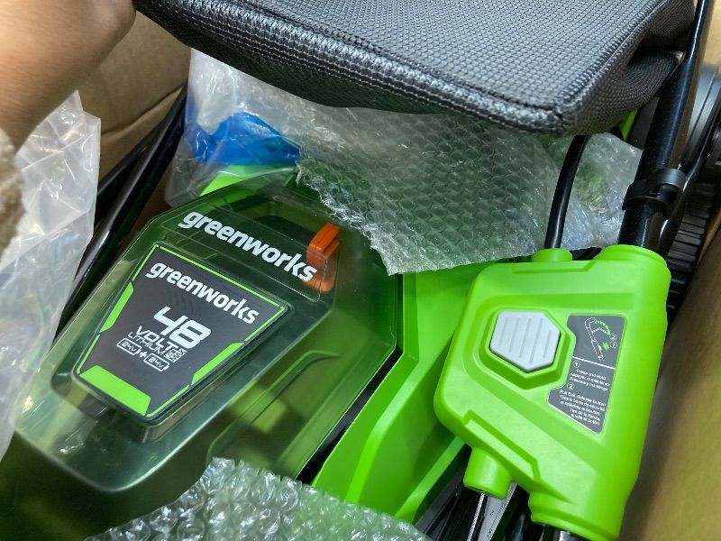 Photo 1 of ***missing batteries, and charger****Greenworks 48V (2 x 24V) 17" Cordless (Push) Lawn Mower (125+ Compatible Tools), (2) 4.0Ah Batteries and Dual Port Rapid Charger Included