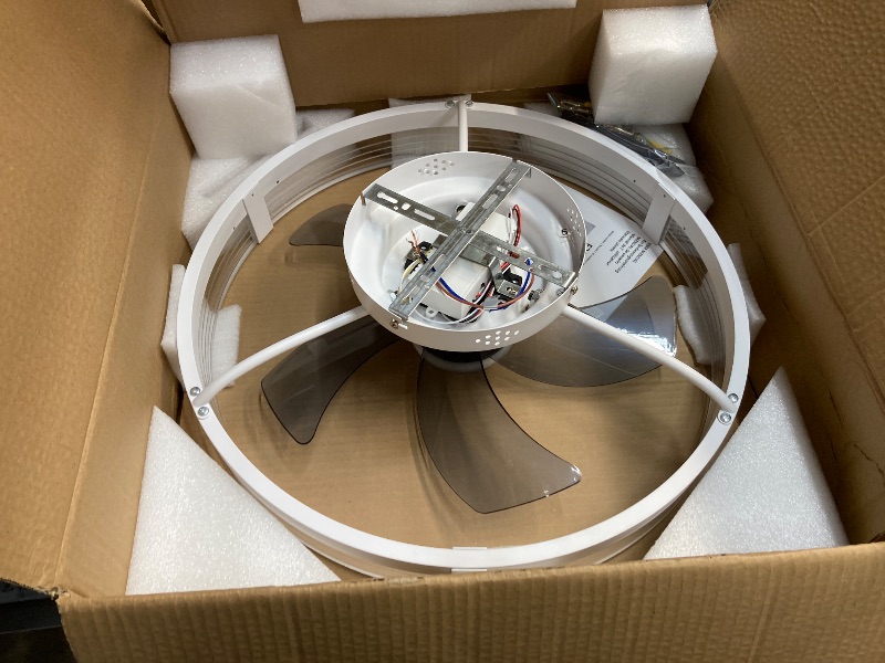 Photo 1 of ***MISSING WIRING***Low Profile Ceiling Fan with Lights: Modern Flush Mount Ceiling Fans with Lights and Remote Control, Dimmable LED 3 Color 6 Speeds Timing Reversible Blades Ceiling Fans for Bedroom Living Room, White
