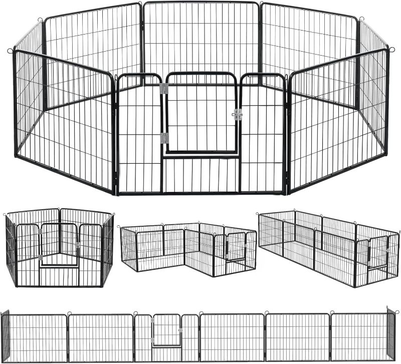 Photo 1 of ***ONLY 5 PANELS/MISSING PARTS**PUKAMI fence, 8/16 Panels 24/32/40 Height x32 inch Width,Portable Puppy Pet playpen for Small Medium dog, Puppy Exercise Pen for Indoor Outdoor,Pet playpen fence for Yard,RV,Camping