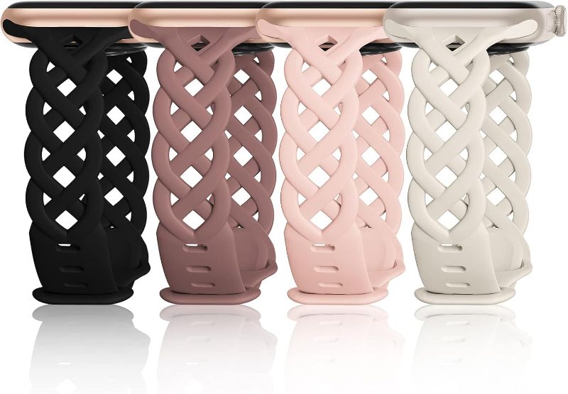 Photo 1 of 
Slim Silicone Bands Compatible with Apple Watch Band 40mm 38mm 41mm 44mm 45mm 46mm 42mm Women Floral Breathable Braided Lace Thin Sport Strap Replacement...
Color:Black/Sand Pink/Violet Smoke/Starlight
Size:38/40/41/42mm(Serie