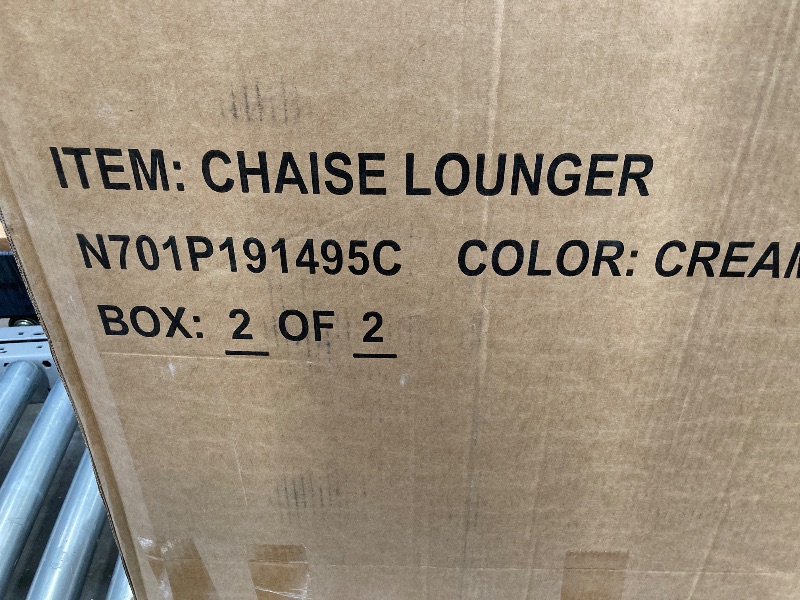 Photo 1 of 43.5" Oversized Chaise Lounger Modern Style Sofa Couch ,with Pillows, Charge Station & Cup Holders, Chenille Fabric, Cream    **BOX 2 of 2 **
