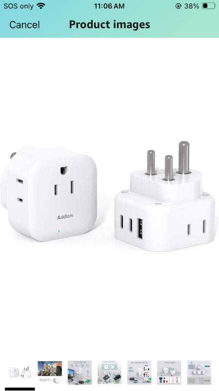 Photo 1 of 2 Pack US to India Plug Adapter, Type D Travel Adapter with 3 Outlets 3 USB Charger (2 USB C Ports), India Power Adapter Converter for USA to India, Bangladesh, Maldives, Pakistan, Nepal, Sudan