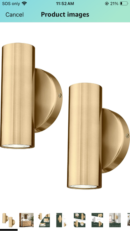 Photo 1 of 2-Light Wall Light, Brass Gold Wall Sconce, Indoor Up and Down Wall Lamp for Bedroom Bathroom Stair Entryway (2 Pack), WL4830-2W-BB-2PK
