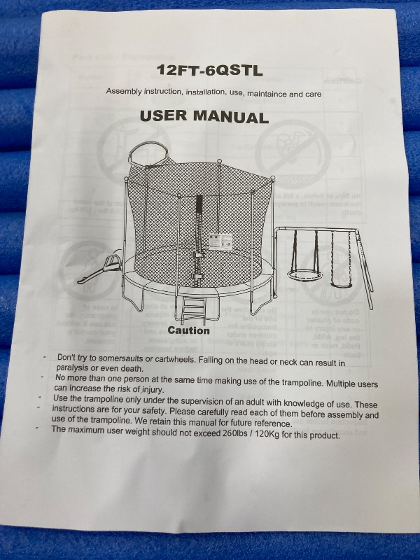 Photo 1 of 14FT Trampoline with Safety Enclosure, Anti-Rust Coating – ASTM Certified, Heavy-Duty Outdoor Trampoline with Ladder – for Kids & Adults, Black...BOX2/2..... MISSING BOX 1/2....